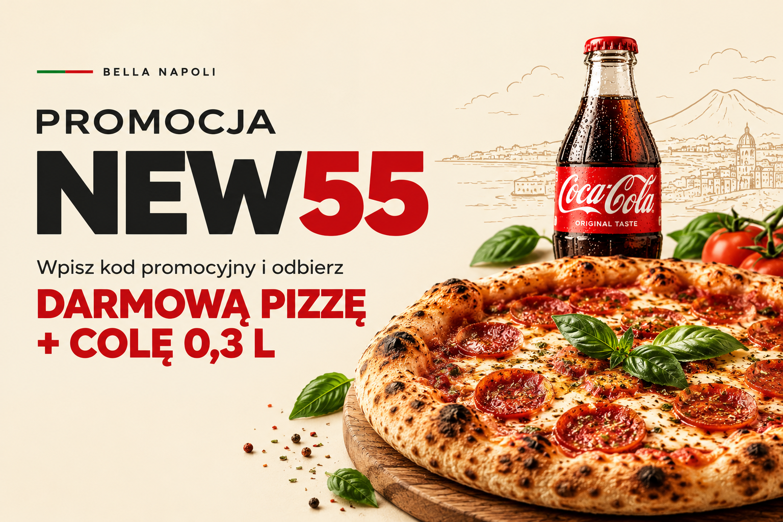 Pizza Pepperoni i cola gratis